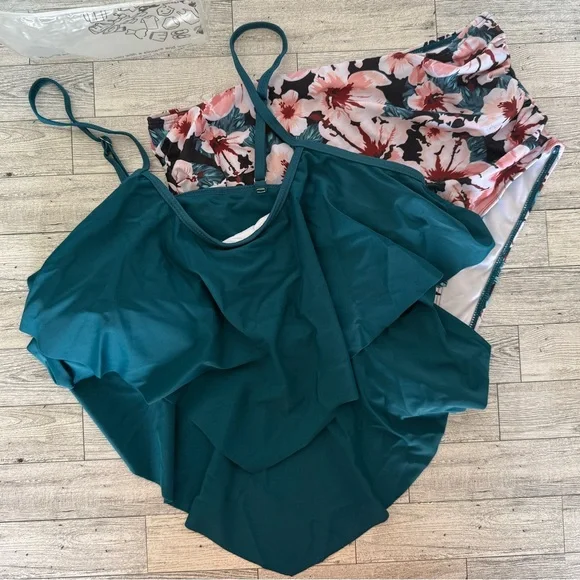 Women’s Tankini 2 piece Swimsuit (High waisted) Size Large NWOT - Picture 4 of 15